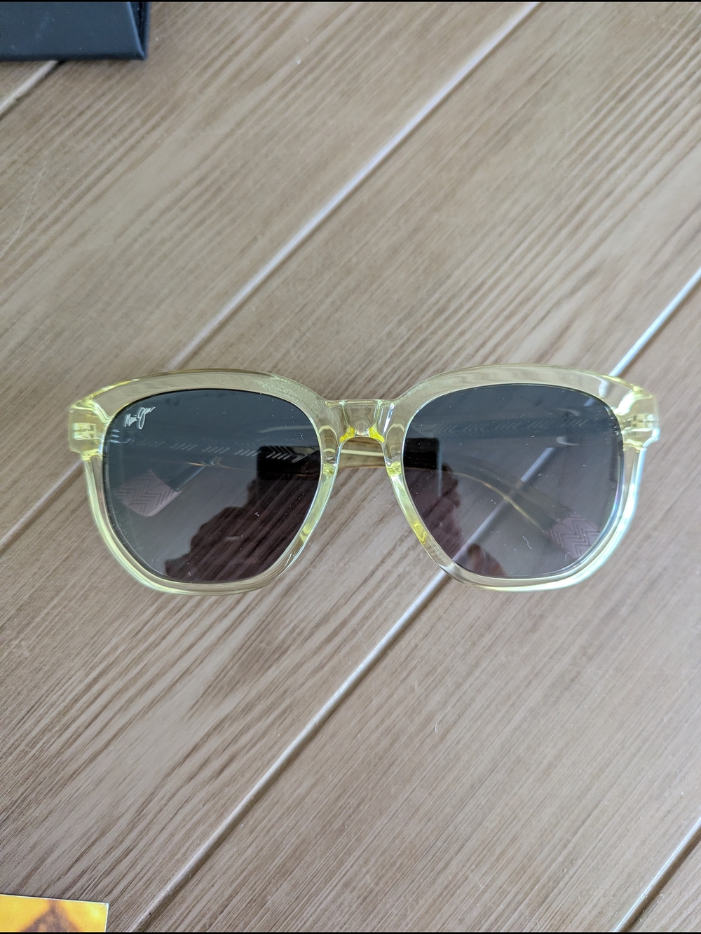 Maui Jim Translucent Lemon Yellow Frame Sunglasses with Gray Lenses